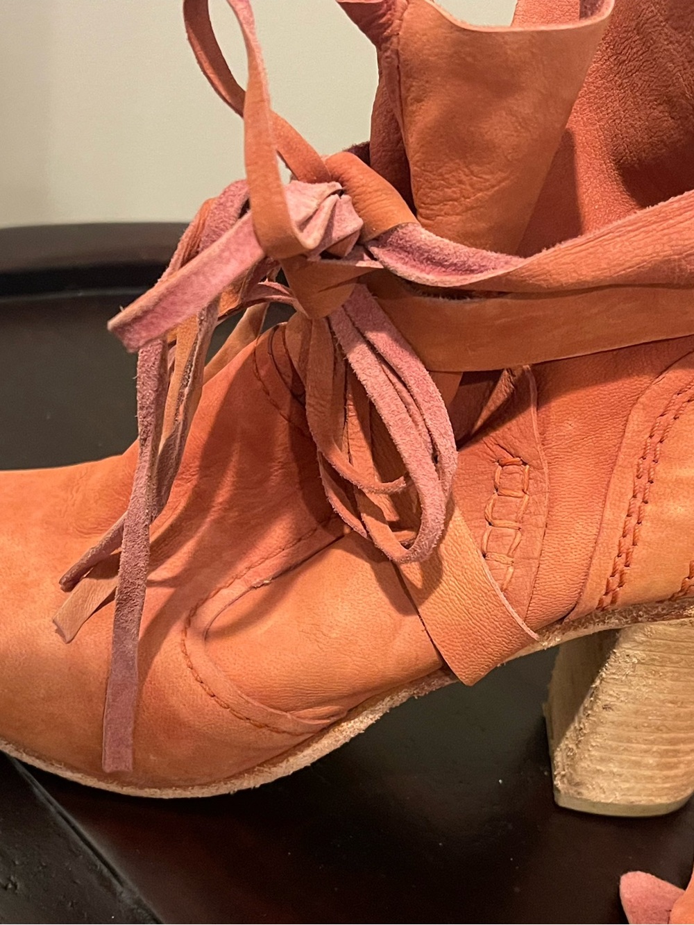 Free People Rust Suede Lace-Up Heeled Ankle Boots